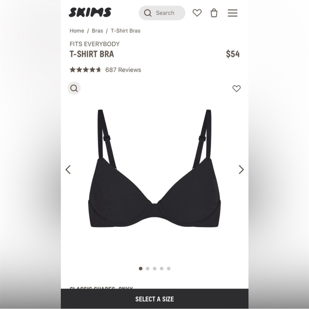 SKIMS Black T-Shirt Bra